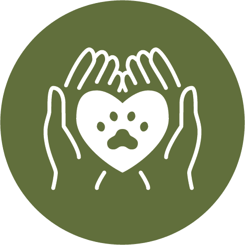 Hands Holding Heart With Paw Icon In Circle